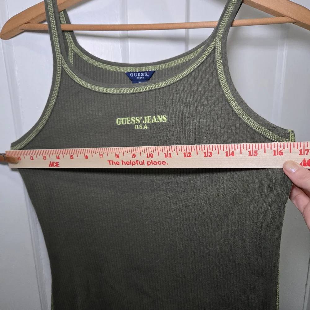 Guess Jeans USA Women's Y2K Vintage Ribbed Tank Dress Size‎ S Green Streetwear - Picture 10 of 13